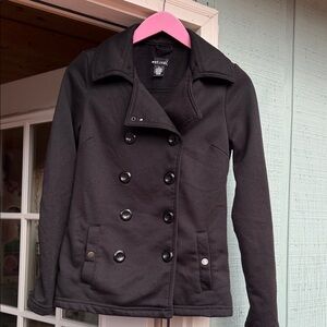 Vintage Wet Seal Women's Medium Elegant Black Button Double Breasted Peacoat